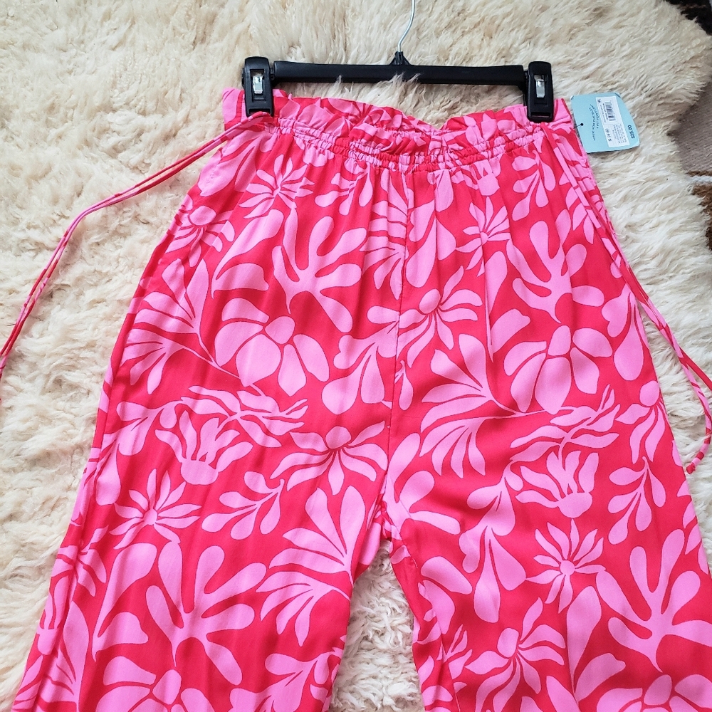 Pink Floral Ruffle Waist Pants - Picture 4 of 8